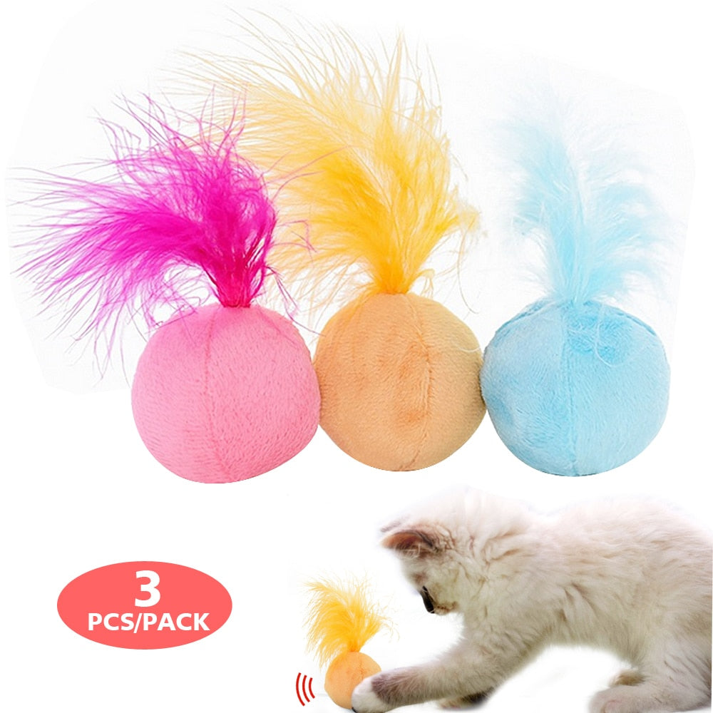 3pcs Feather Cat Toys Funny Interactive Catnip
